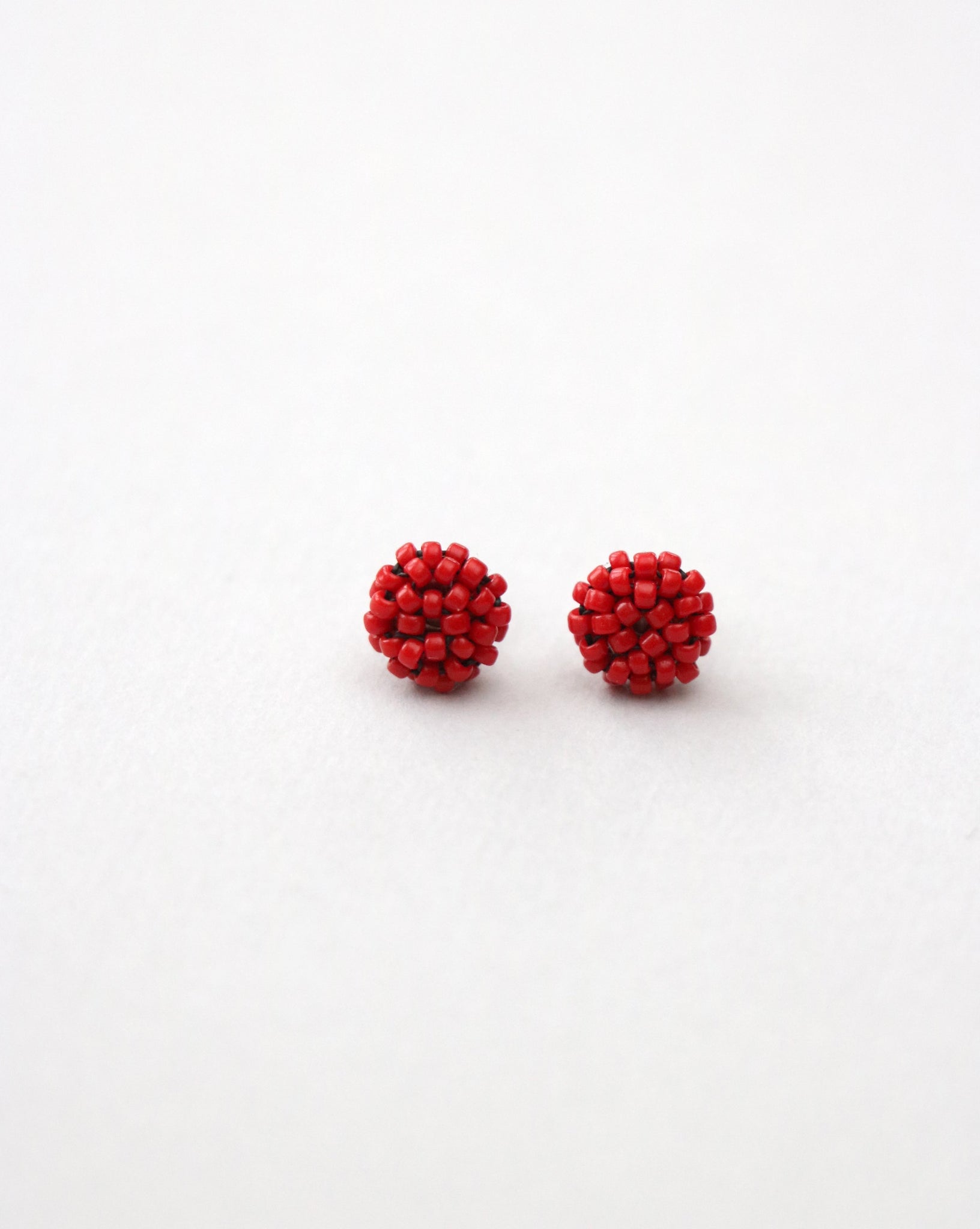 red beaded stud earrings