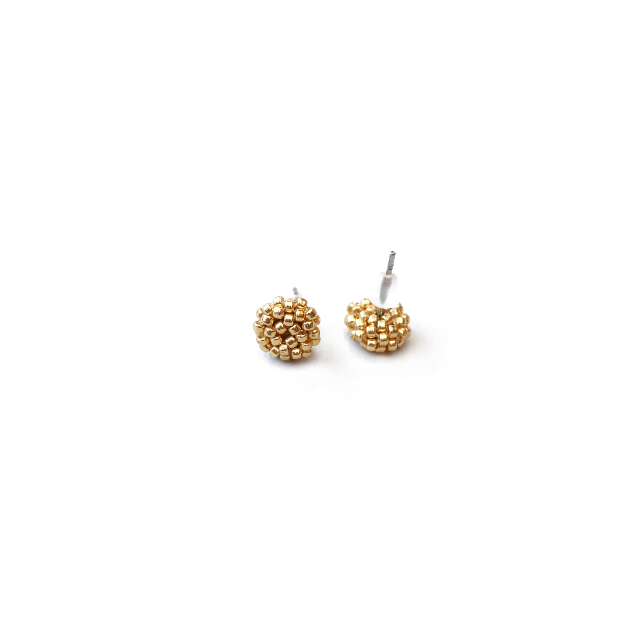 gold beaded small stud earrings