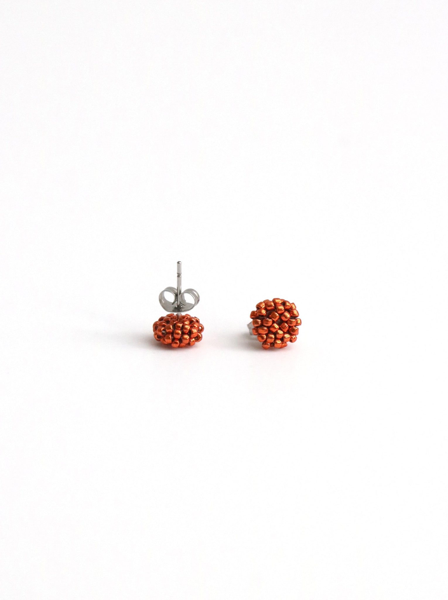 saffron orange beaded stud earrings