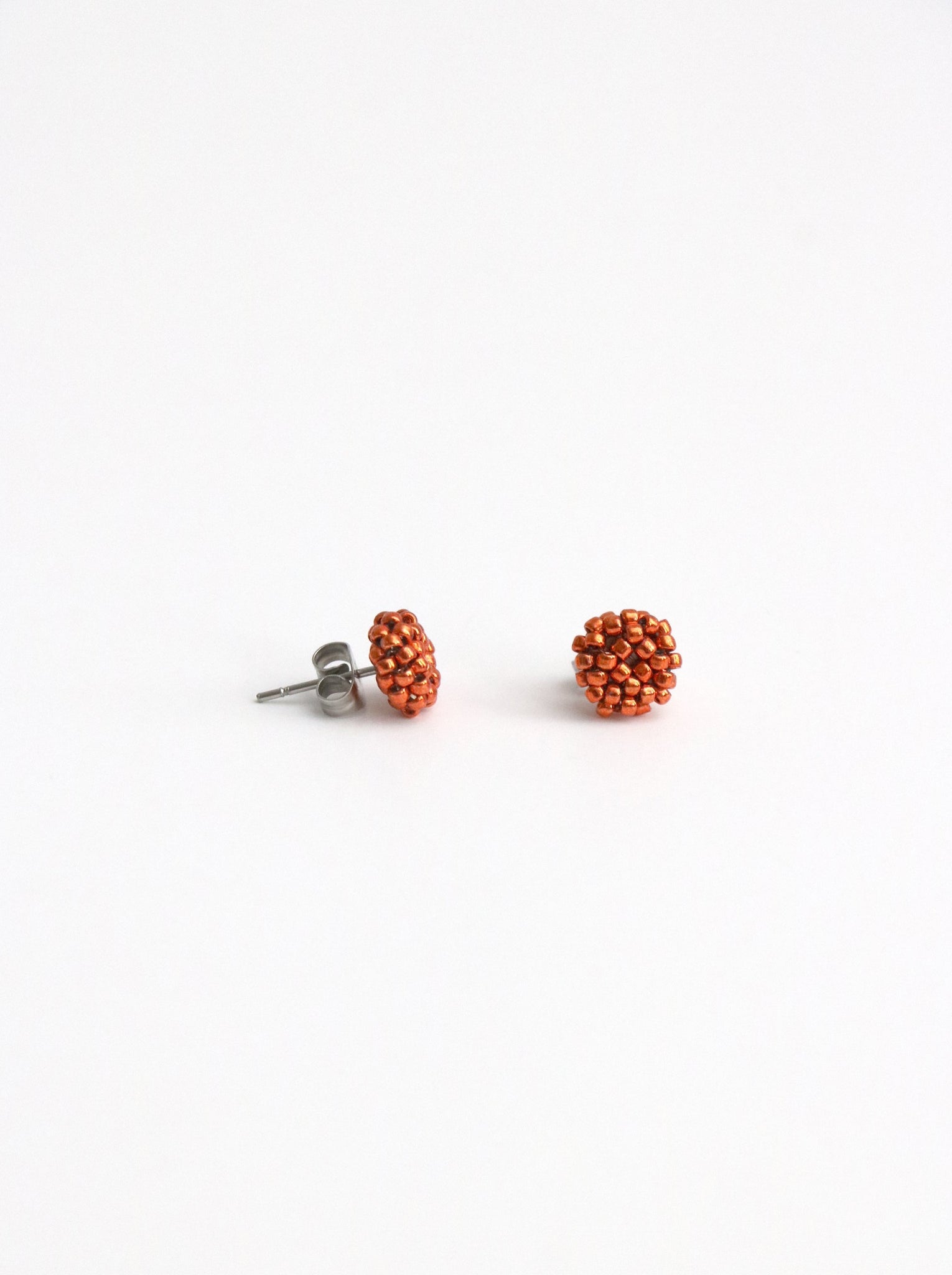 saffron orange beaded stud earrings